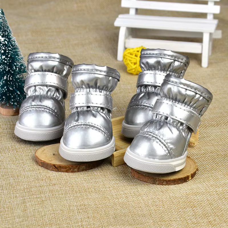 Freeship 4Pcs Winter Dog Shoes For Small Dogs Warm Fleece Puppy Pet Shoes Waterproof Dog Snow Boots Chihuahua Yorkie Teddy Shoes