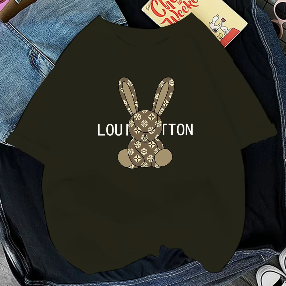English DO cartoon printed T-shirt fashion luxury brand summer Y2K street casual round neck clothing girl graphic T-shirt cotton