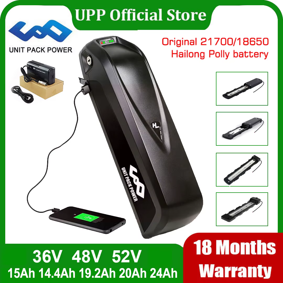 Original 21700 EBike Battery 48V 36V 52V 24Ah 20Ah 19.2Ah 14.4Ah Polly Hailong 18650 Pack for Electric Bicycle 250W-1500W Motor