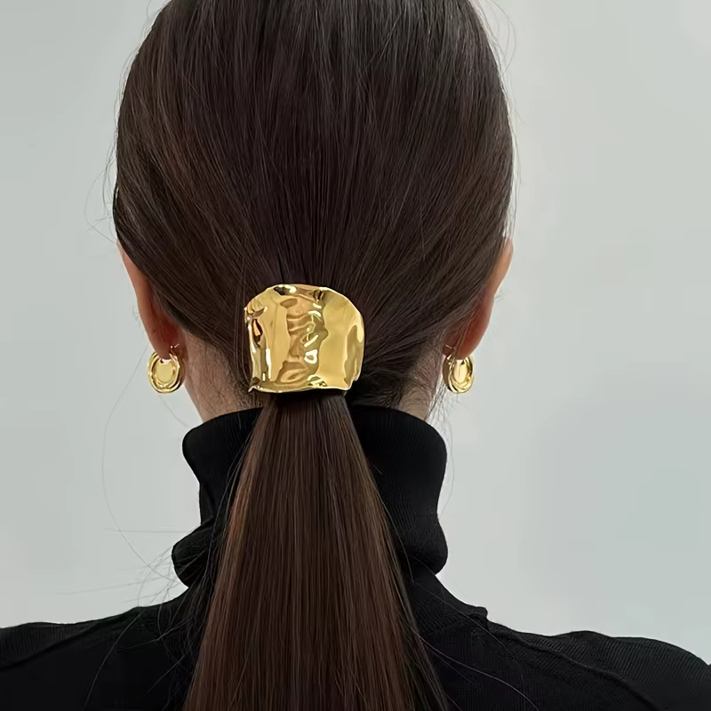 Korean Metal Irregular Concave-Convex Lava Insert Hairpin for Women Retro High-Quality Ponytail Holder Hairpin Headdress