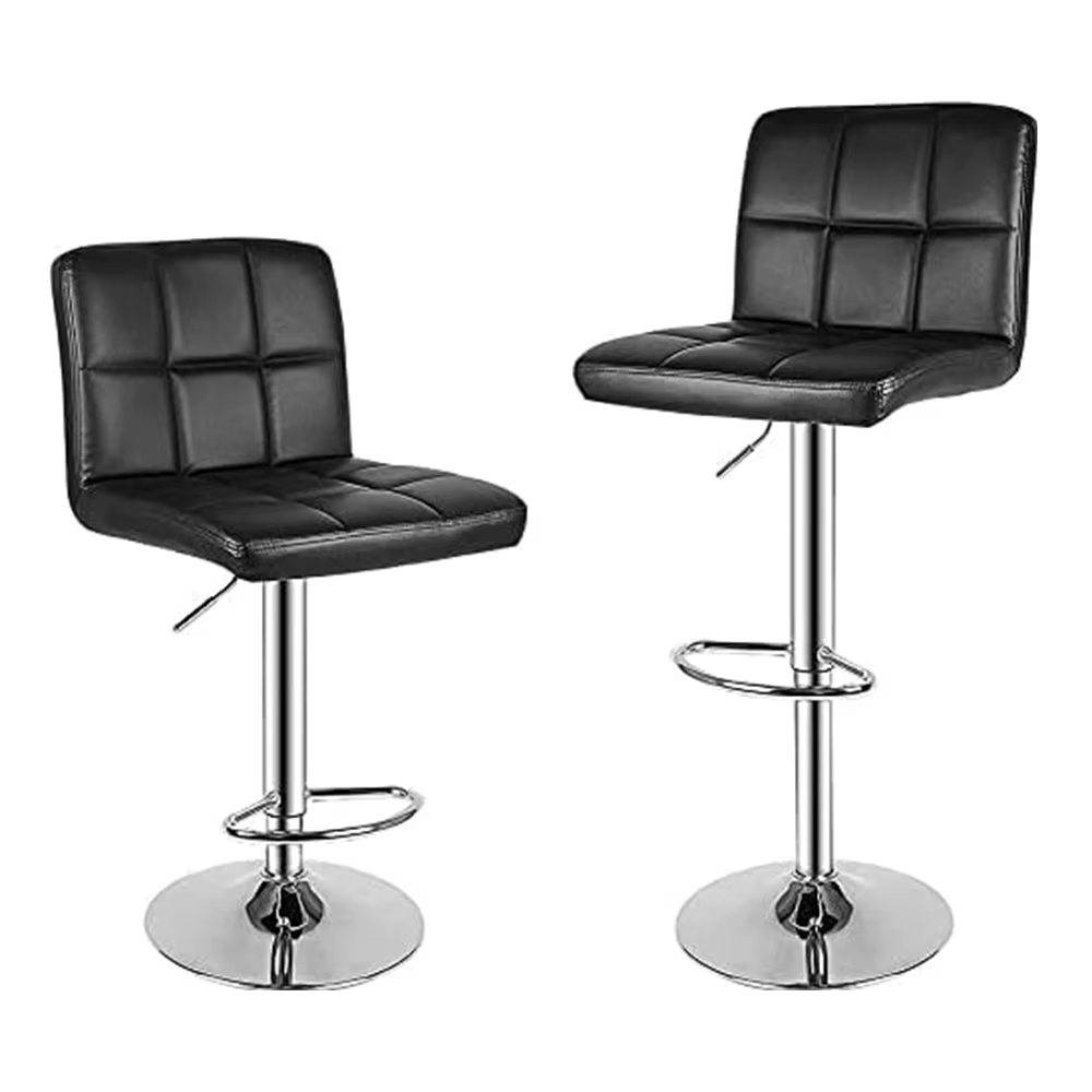 Bigzzia Bar Stools PU Leather Swivel Bar Chairs with Backrest for Breakfast Bar Counter Kitchen Home High Foot Stool 2pcs
