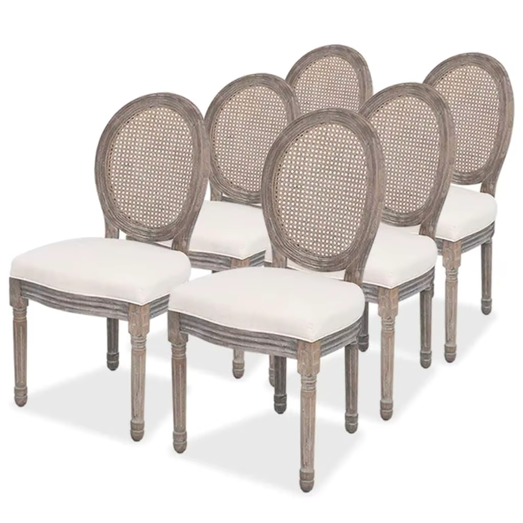 Set of 6 Cream Fabric Dining Chairs - Stylish & Comfortable Seating for Your Home
