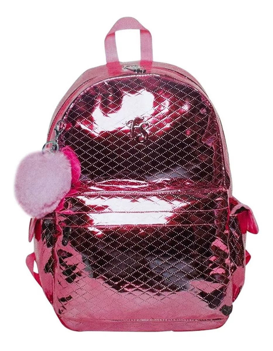 Women's Pompom College Metal Back Backpack