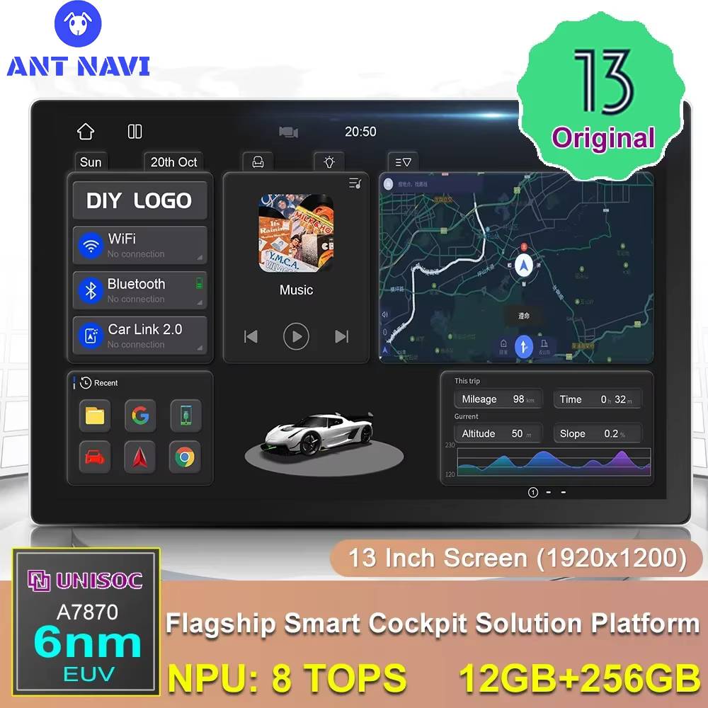 13 inch 8G 256G With 360 Degrees Around A7870 Android 13 Car Radio GPS Navigation Automotive Multimedia Video Player CarPlay