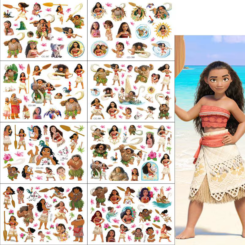 New Disney Cartoon Anime Moana Tattoo Stickers Children's Temporary Tattoos Body Art Cosplay Party Toys for Kids Gifts