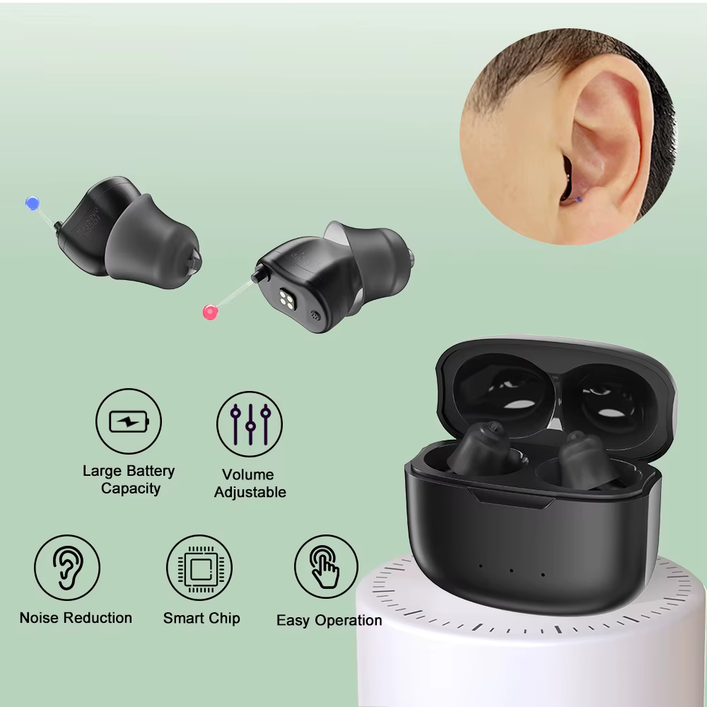 Rechargeable Hearing Aids Audifonos for Deafness/Elderly Magnetic Charging Mini Size Invisible Hearing Aid Ear Sound Amplifier