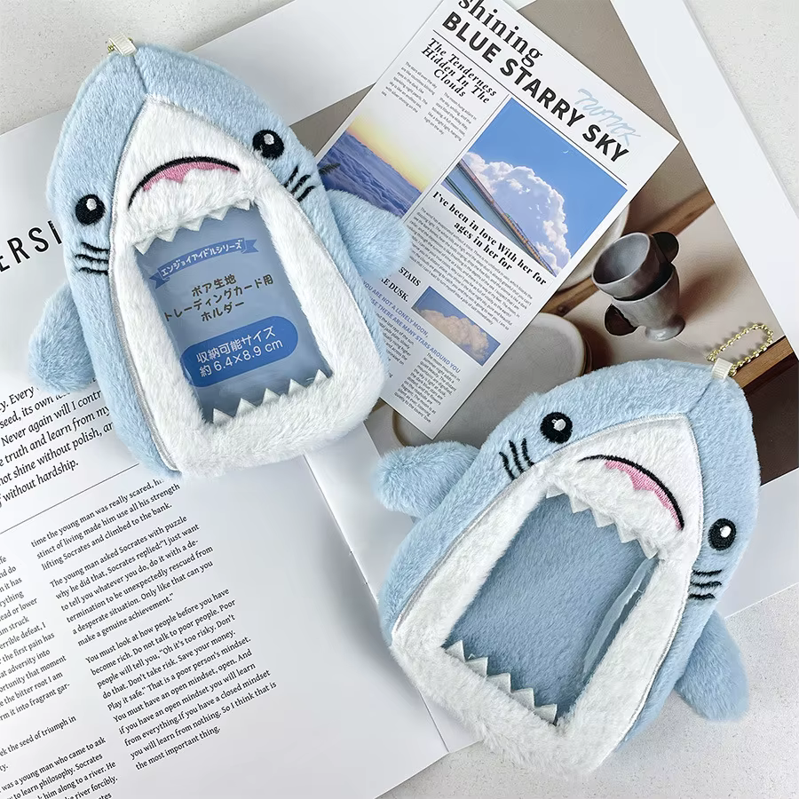 Shark plush card sleeve photo storage star small card decoration creative doll identity card collection packaging couple gifts