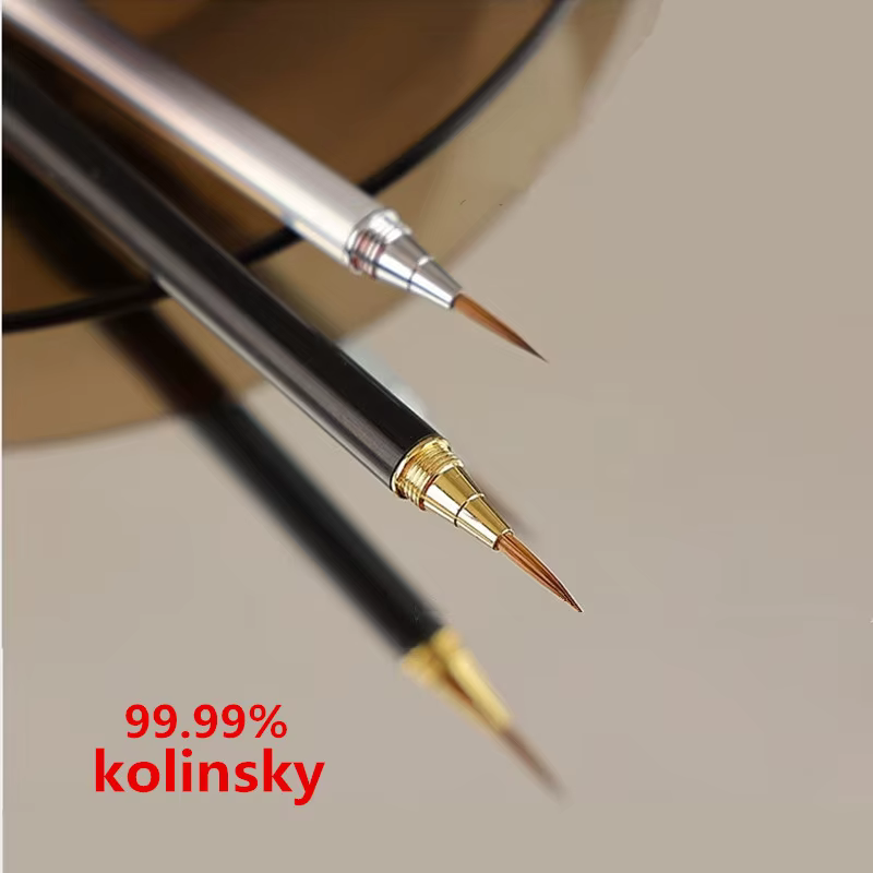 1PCS Metal Handle Nail Brush Kolinsky Mink Hair Manicure Brushes UV Gel Painting Drawing Nail Pens Salon Nail Tools