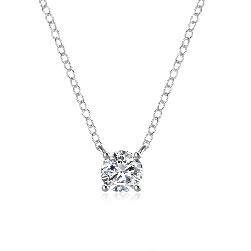 TBCYD 1/2/3/5CT Round Cut Moissanite Necklace Pendant  For Women S925 Silver 18K Gold Plated Classic Four Claws Necklace Jewelry