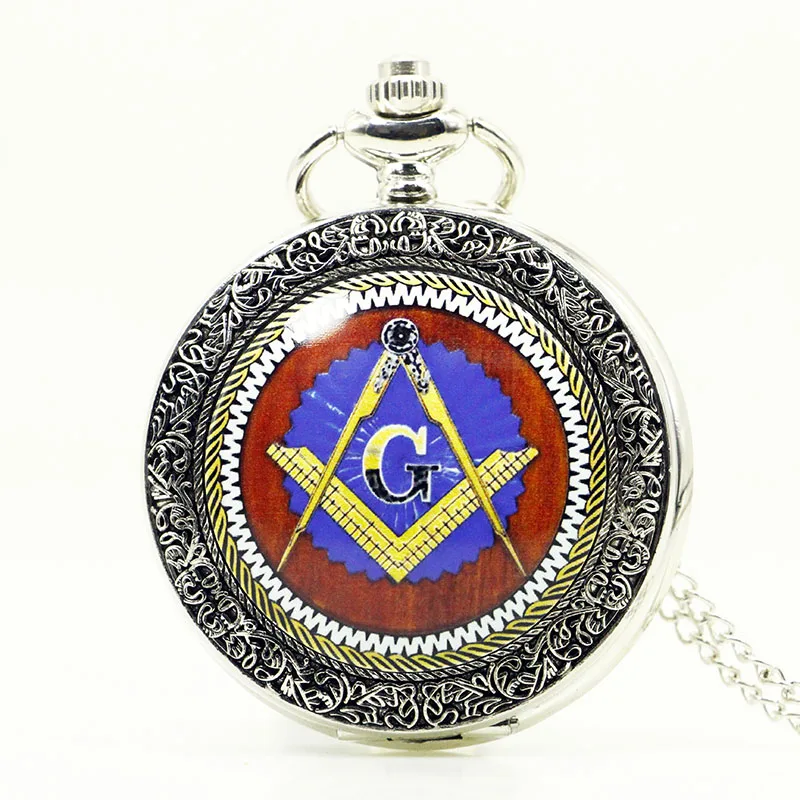 Vintage Design Creatitive Bronze Freemasonry Chrome Square Quartz Pocket Watch Best Gifts for Freemason