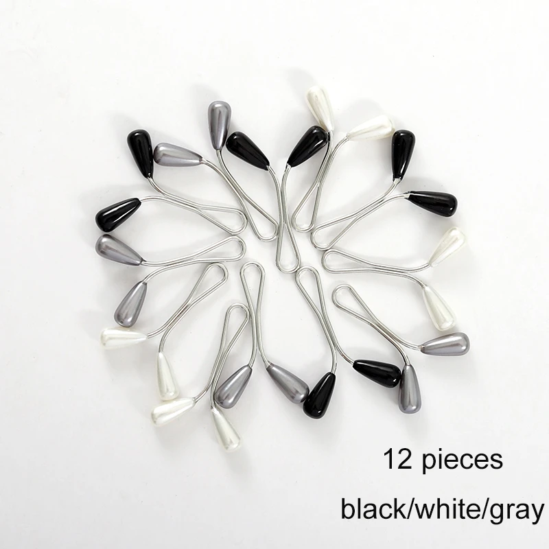 12PCS Multicolor Headscarf Scarf Clips U-shaped Pearl Pins Hijab Scarf Clips Muslim Arab Shawl Islamic Accessories Women Jewelry