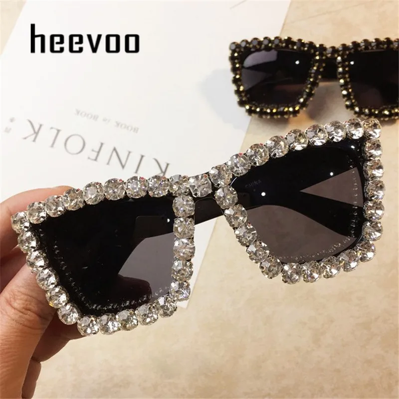 Sunglasses Women Luxury Shining Diamond Glasses Oversized Brand Flash Square Shades Female Mirror Sun Glasses Oculos Lunette