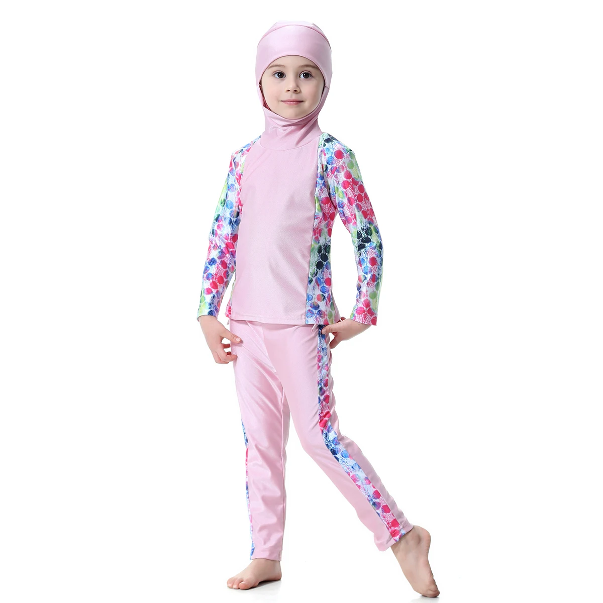 Girls Swimwear Baby Swimsuit Long Sleeves Muslim Hijab Islamic Children Arab Islam Beach Wear Kids Bathing Suits Burkinis Black