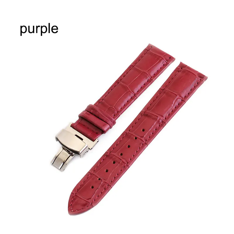 UTHAI B08 Leather Watchbands 12-24mm Universal Watch Butterfly buckle Band Steel Buckle Strap Wrist Belt Bracelet + Tool