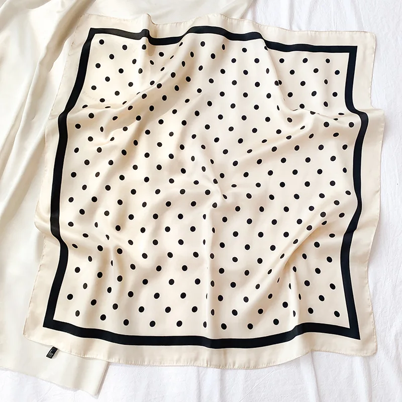 2021 Vintage Neckerchief Female Headscarf Hijab Hair Wrap Satin Print Silk Shawl Headband Square Scarf For Women Foulard Bandana