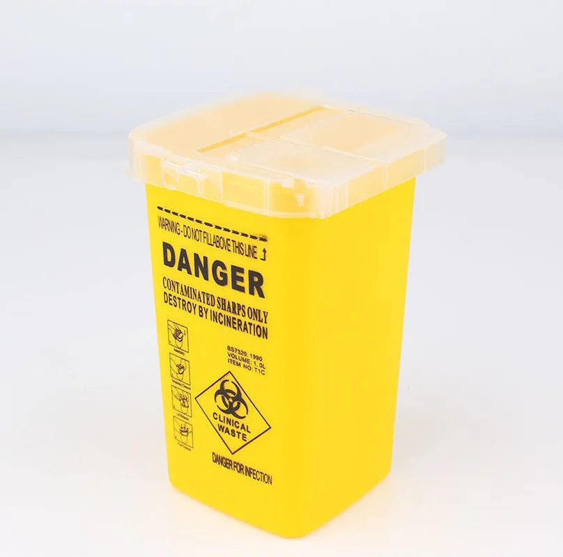 Portable Tattoo Medical Hard Plastic Sharps Container Flip-top Lid Makeup Tattoo Needles Disposal Waste Box Mini Trash Can