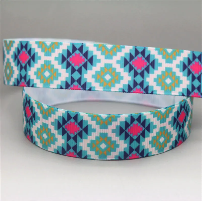 DUWES 50yards tribal pattern printed grosgrain Ribbon Accessory hairbow headwear decoration Wholesale OEM D1032