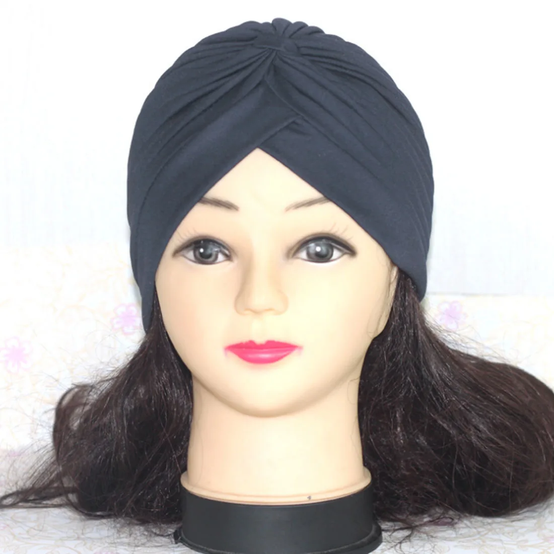 2019 Hot Bandanas Women Stretchy Turban Muslim Hat Headband Warp Female Chemo Hijab Knotted Indian Cap Adult Head Wrap for Women