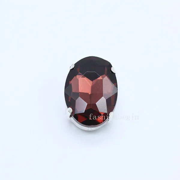 All-size Oval 24-colors glass crystal stone sew on claw rhinestone silver base button for DIY shoes headdress Wedding dress Trim