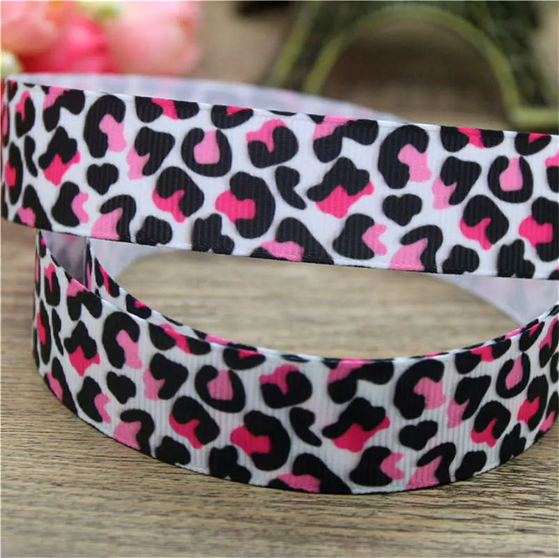 DHK 50yards Cow Leopard Jungle Printed Grosgrain Ribbon Accessory Material  Headwear Decoration Wholesale Craft DIY S908