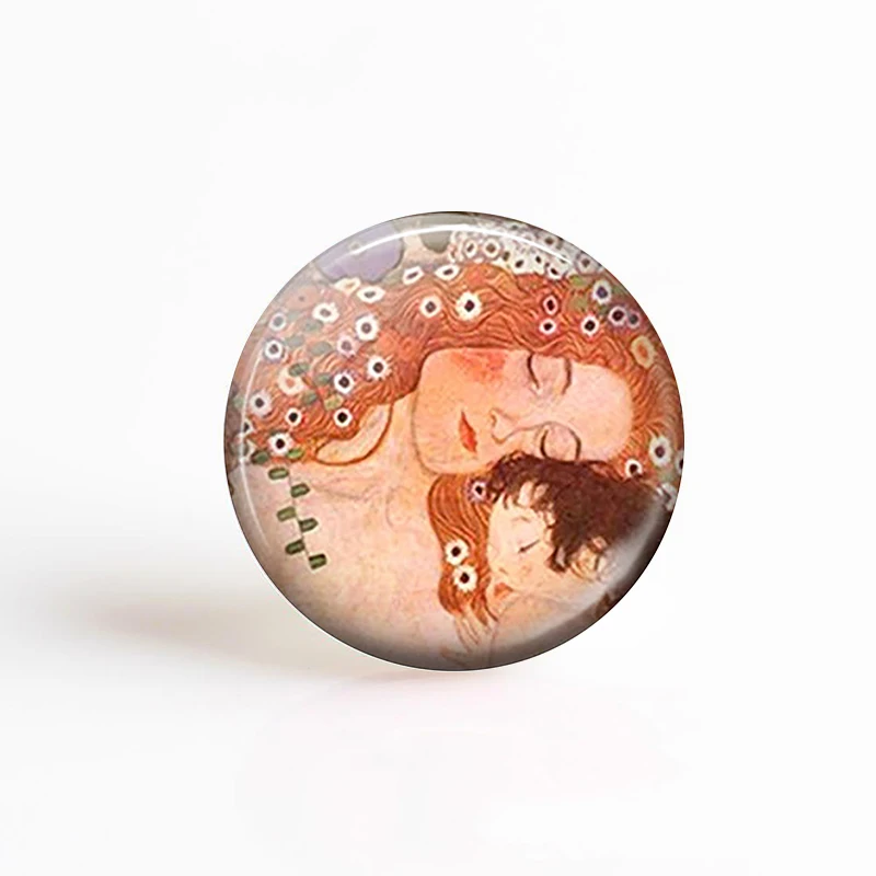 25mm Round Glass Cabochon Gustav Klimt Art Pendant Making Photo Cameo Cabochon Setting Supplies For DIY Jewelry Accessories