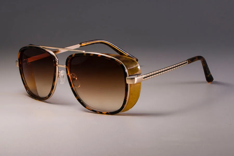 CCSPACE Steampunk Sunglasses Men Mirrored Brand Designer Glasses Fashion Eyewear Shades UV Protection