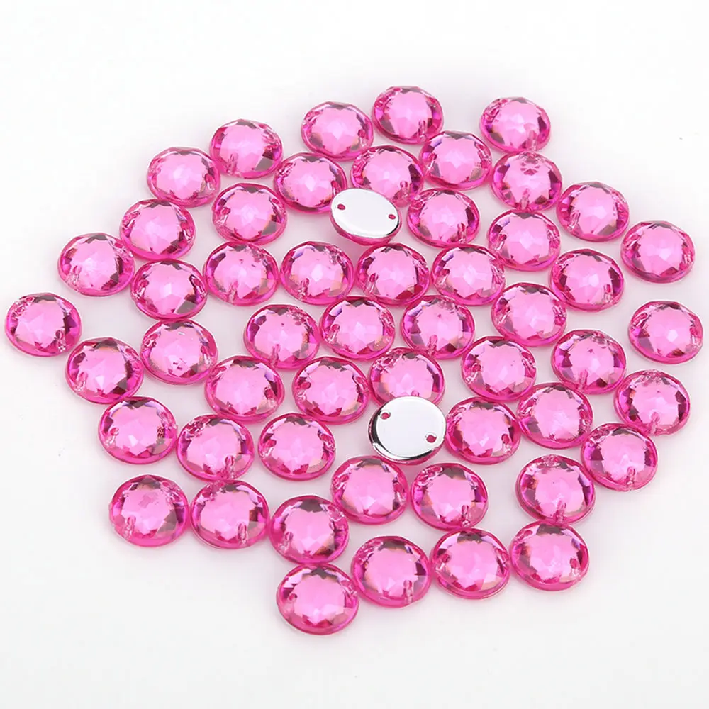 TPSMOC Colorful Acrylic crystal 8mm 10mm 12mm nice colors Sew on rhinestone Flatback beads bags wedding dress diy