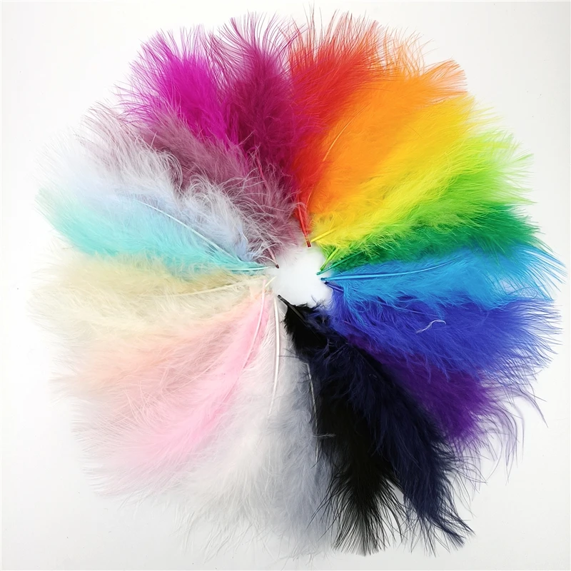 20Pcs/Lot 10-15cm Colored Natural Turkey Marabou Feather Fluffy Plume Wedding Dress Party DIY Decorations Handicraft Accessories