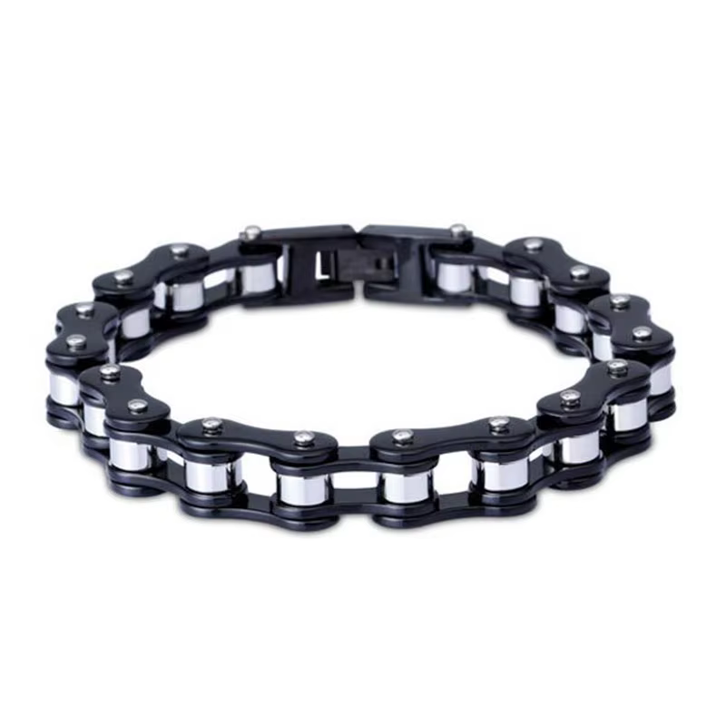 Punk Men's Heavy Chain Bracelets Bangles Black Biker Bicycle Motorcycle Chain Link Bracelets for Men Stainless Steel Jewelry