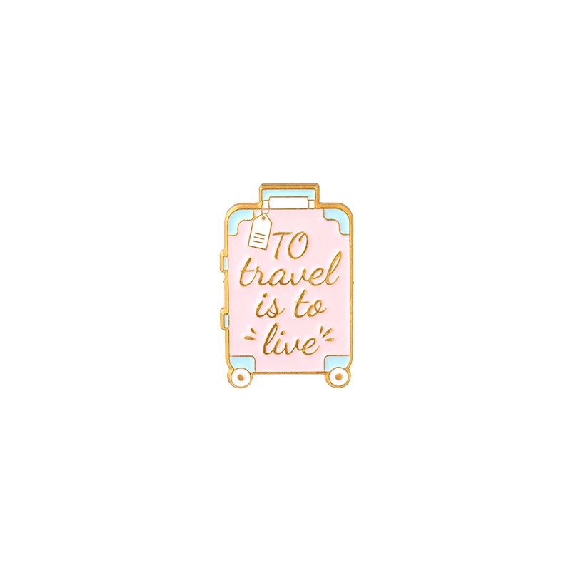 Go Travel Enamel Lapel Pin Inspirational Adventure Quotes Brooches Planes Badges Bag Hat Backpack Accessories Men Women Jewelry