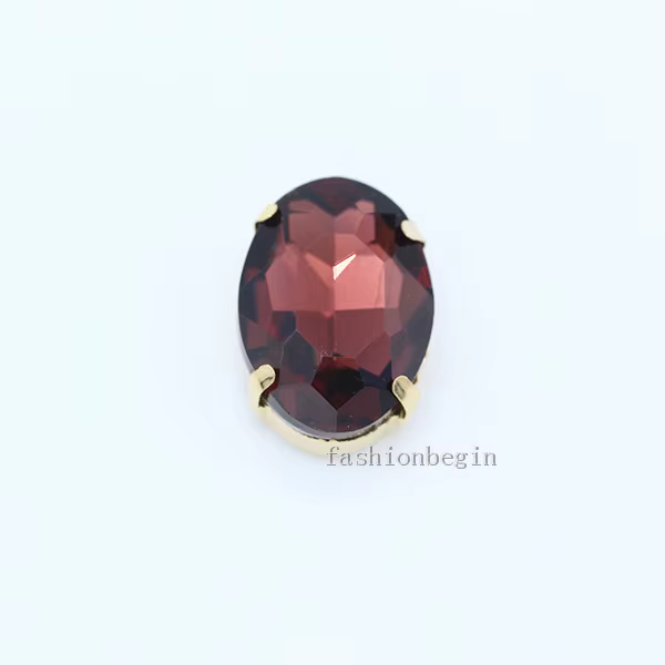 All-size Oval 24-colors glass stone flatback sew on crystal rhinestones jewels 4-Holes Beads gold claw buckle for Wedding Dress