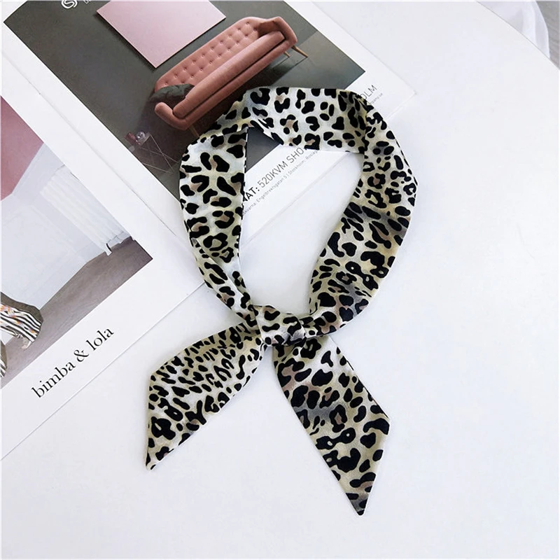 Brand Bag Scarves Leopard Print Women's Scarf Silk 100% Summer Multifunctional Ribbon Headband Wrist Towel Women's Turban MN3
