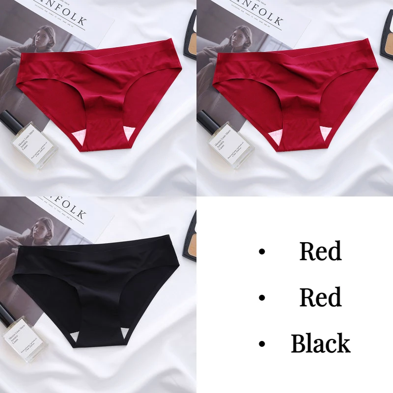 Women Seamless Panties 3pcs/Set Sexy Briefs For Women Soild Female Underwear Satin Bikini Lingerie Underpants For Woman Panty
