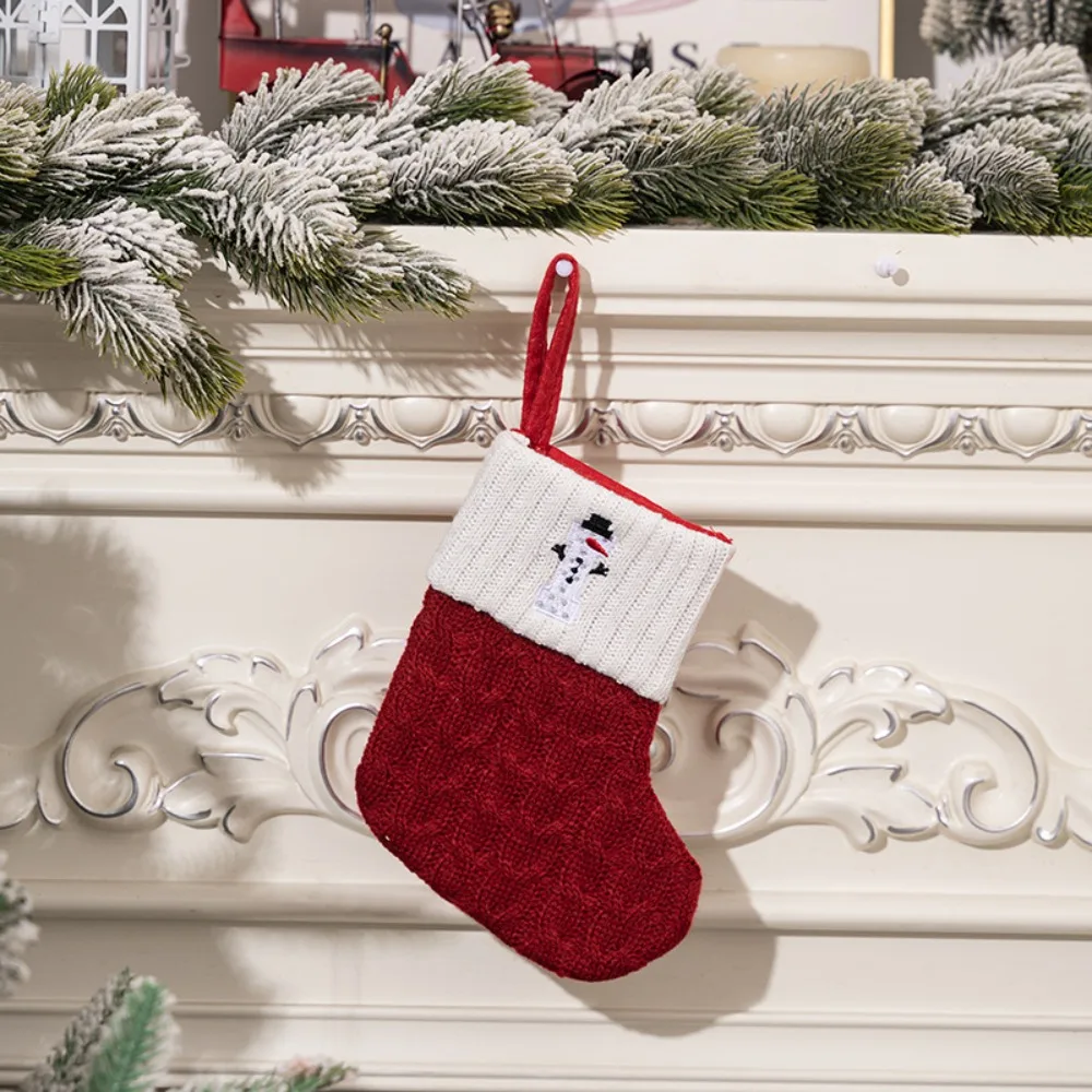 Large Capacity Cartoon Christmas Alphabet Socks Cute A-Z Xmas Tree Ornament Red Embroidery Christmas Gift Bag Kids