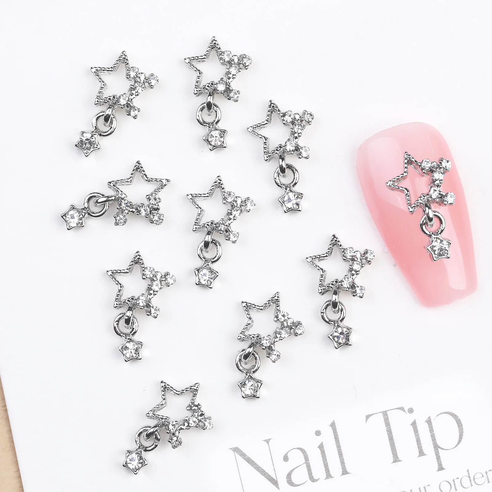 10/20pcs 3D Alloy Inlaid Diamond Star Pendant Nail Art Charms Exquisite Nail Decoration DIY Manicure Accessories Supplies