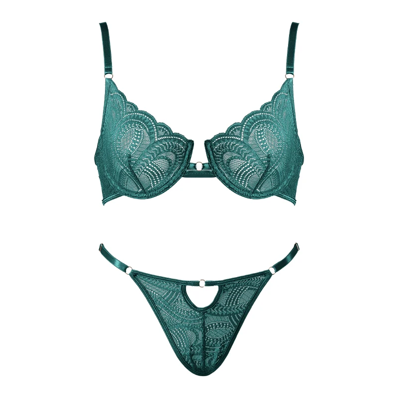 Hot Sale Romantic Wire Free Bra Hollow Out Lingerie Set Pink Sexy Women Underwear Lace Bra & Brief Sets