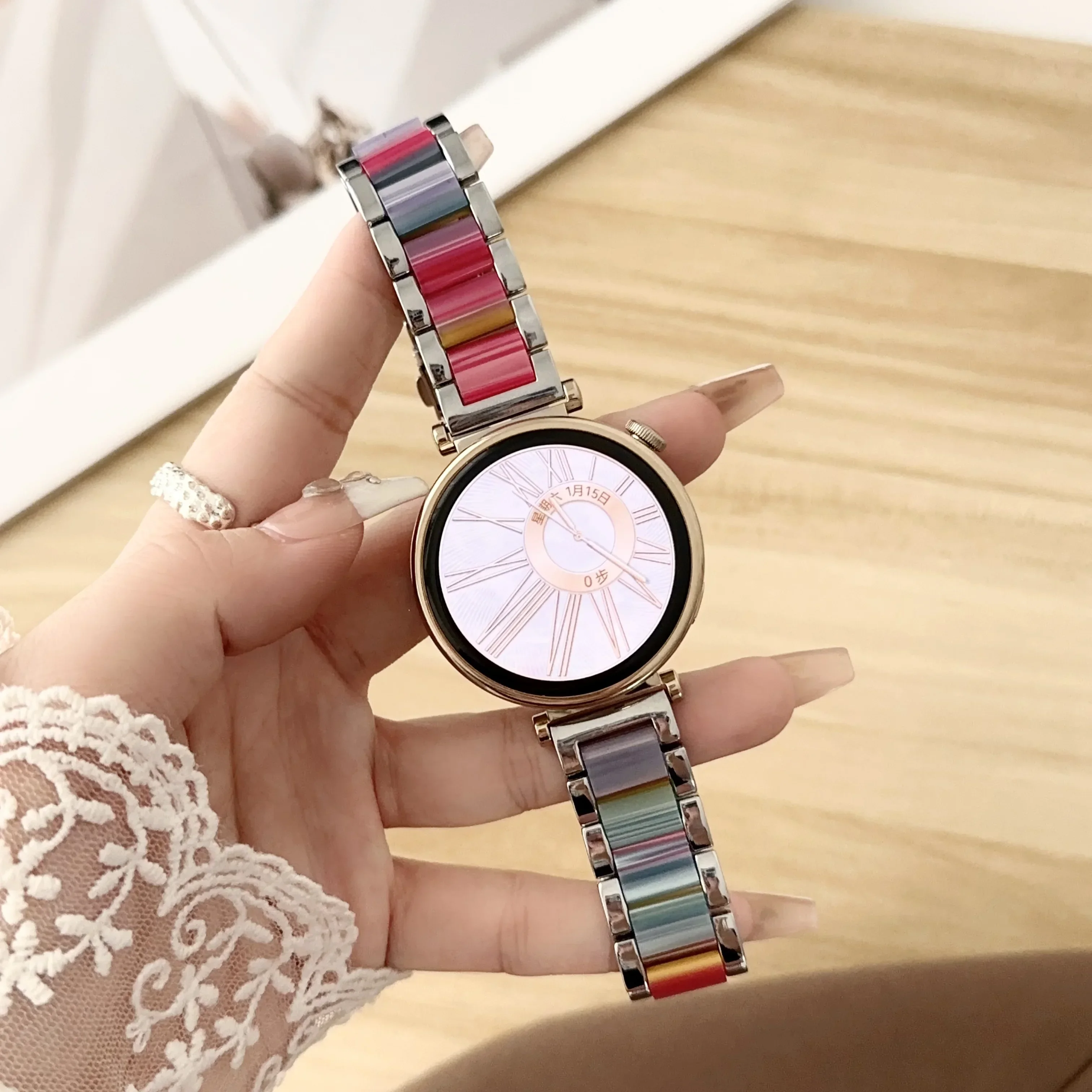 18 20mm 22mm Luxury Resin Strap For Huawei Watch GT4 41mm Womens WatchBand Correa For Samsung Watch 6 5 7 40 44mm Girls Bracelet