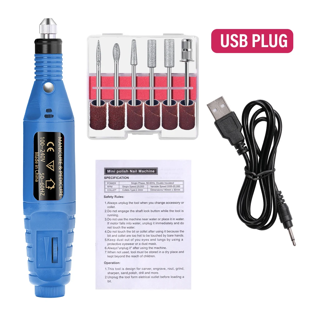 LULAA Electric Nail Drill Machine Set Pedicure Grinding Equipment Mill For Manicure  Professional Strong Nail Polishing Tool
