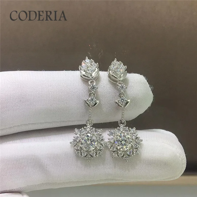 1 Carat GRA Moissanite Lucky Compass Pendant Earrings 100% 925 sterling silver D color VVS ultra white Diamond earrings Jewelry