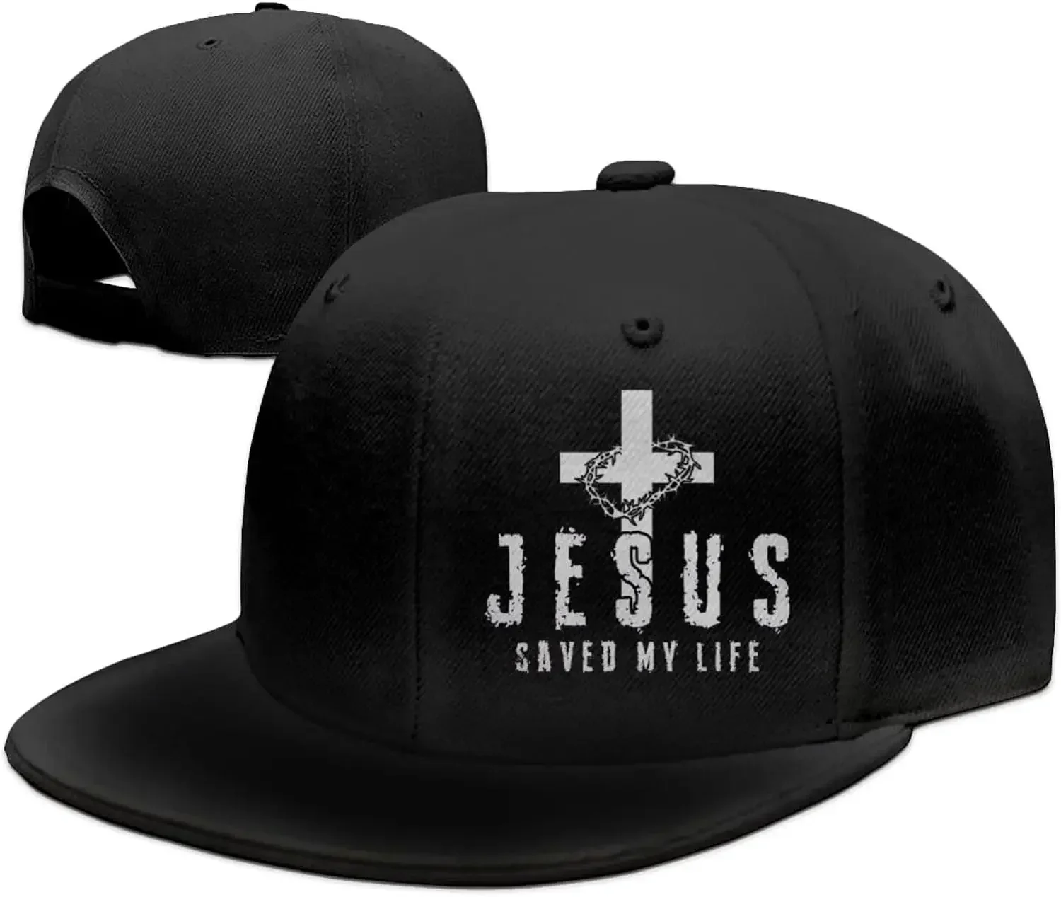 Christian Jesus Saved My Life Cross Snapback Hats for Men Baseball Cap Adjustable Flat Bill Trucker Dad Gift,Husband,Boy Friend