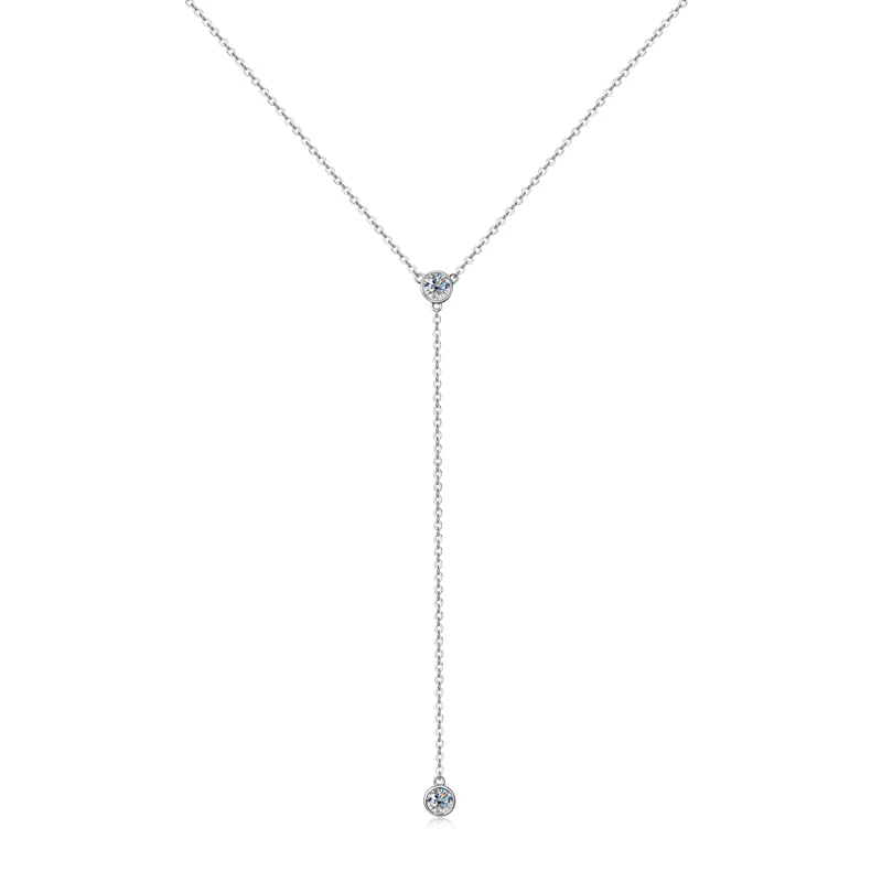 IOGOU Real Moissanite Diamond Necklace For Women Tassel Pendant Top Quality 925 Sterling Silver Wedding Bridal Sexy Girl Jewelry