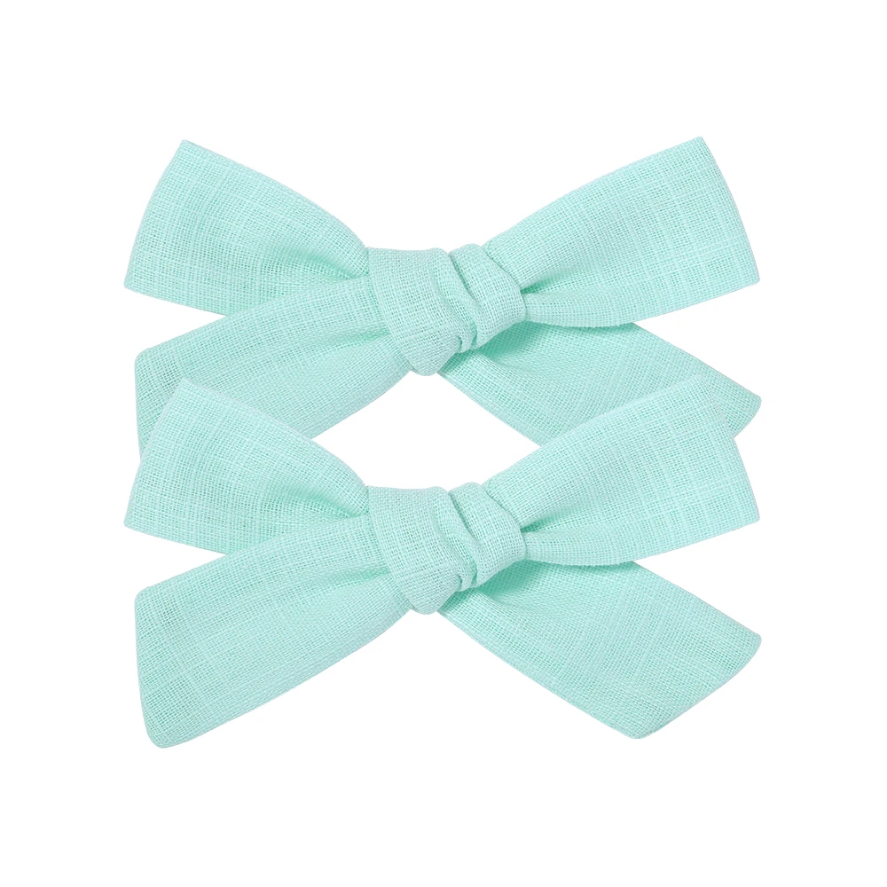 2Pcs/Set Solid Color Hair Clips For Girls Cotton Kids Bows Bowknot Hairpins Children Barrettes Headwear Baby Hair Accessories