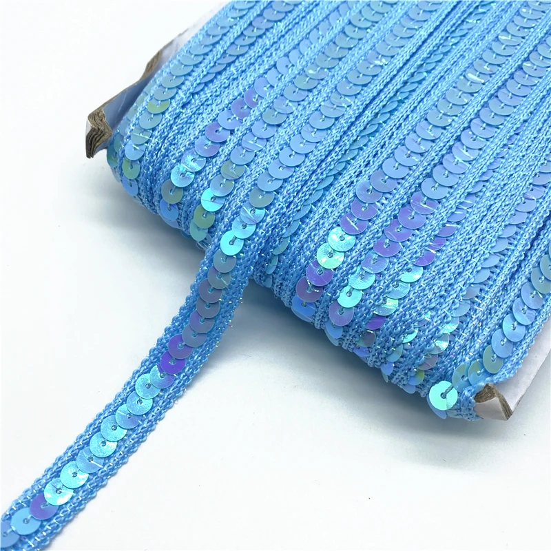 2yards/Lot 12mm Sequins Ribbon Lace Trim Sequin Sewing Fabric For Dress Clothes Headdress Bridal Wedding Sewing Accessories
