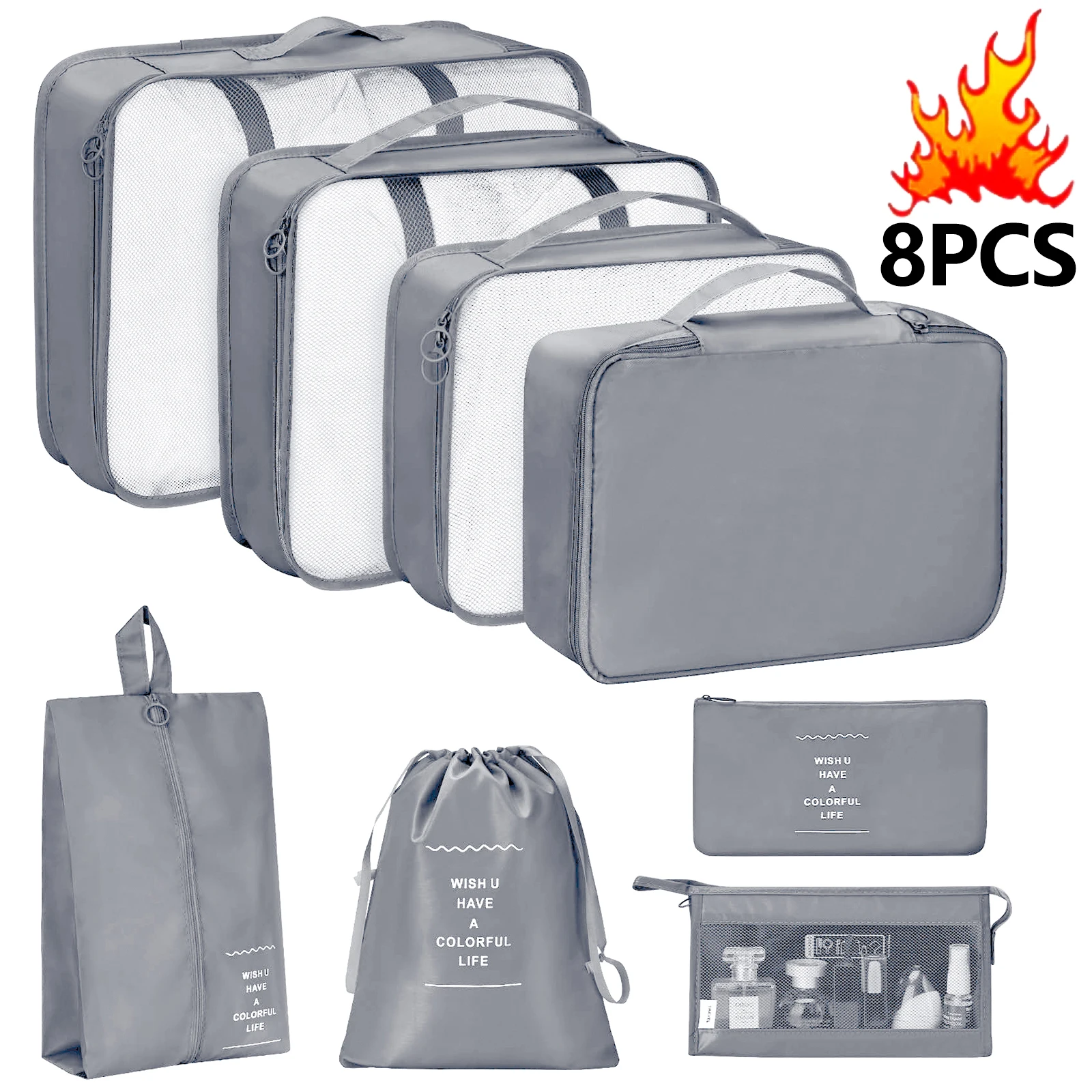 8PCS grey