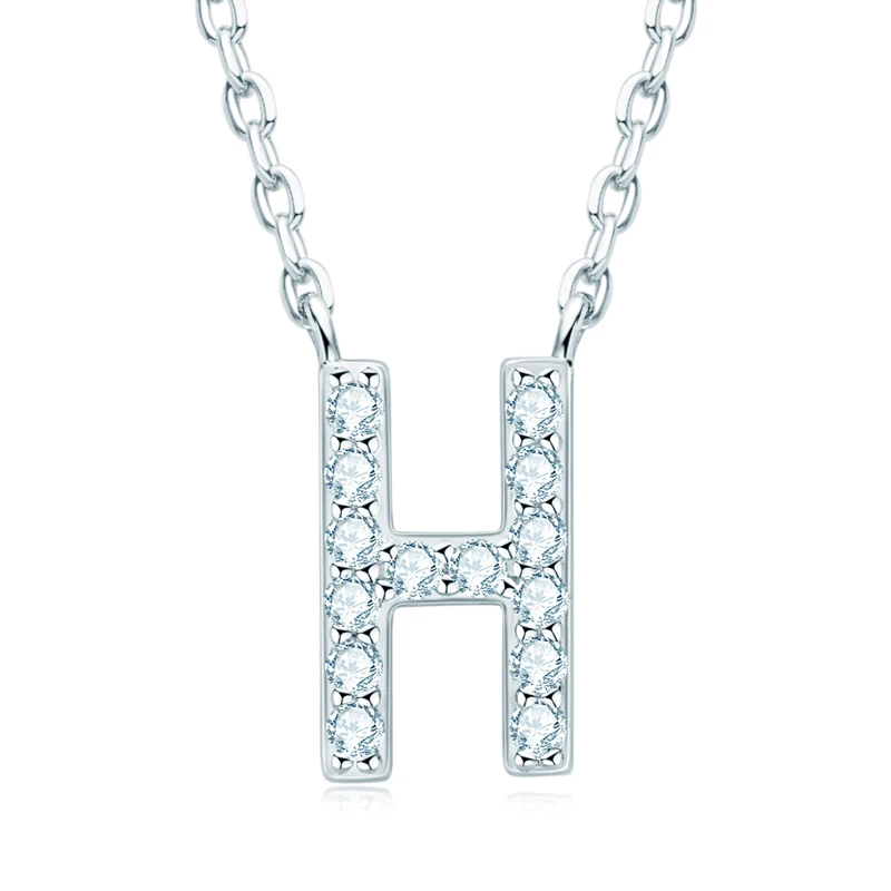 IOGOU 1.4mm D Color Moissanite Diamond Necklace Initial 26 Letter Name Necklace Silver for Women Charm Pendant for Kids Girls