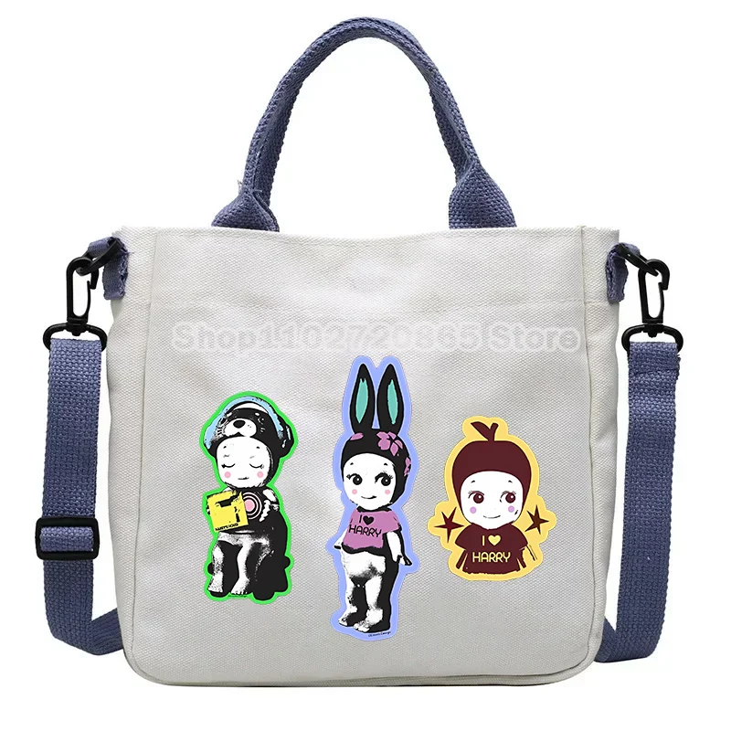 2024 New Sonny Angel Canvas Women Pocket Sweet Girl Simple Handbag Tote Bags Cute Cartoon Anime Crossbody Shoulder Packet Gift