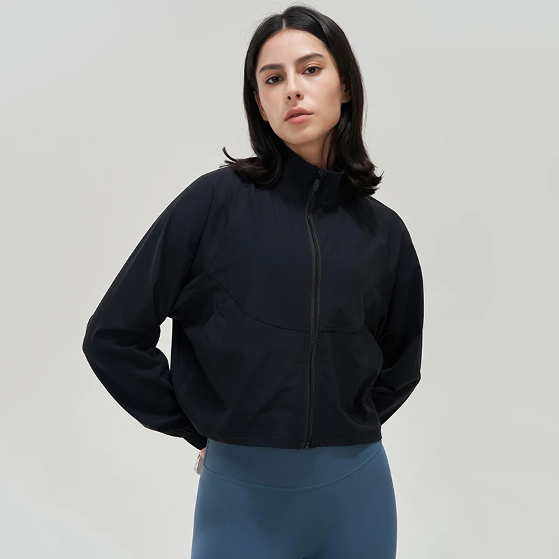 SOISOU Sun-proof Women Top Sport Jacket Gym Yoga Fitness Loose Coat Plus Size Elastic Breathable Zipper Womens Clothing 5 Colors