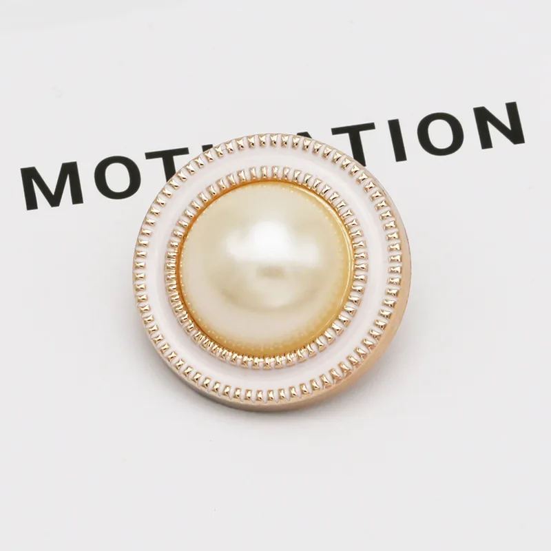 18/21/25mm Gold White Pearl Buttons Fastener Plastic Shank for DIY Garment Clothing Accessories Handmade Sewing Scrapbooking