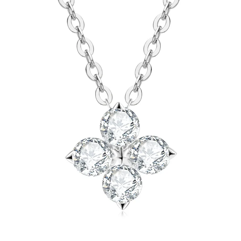 925 sterling silver moissanite diamond lucky four-leaf clover necklace fashion trend temperament light luxury niche senior ladie