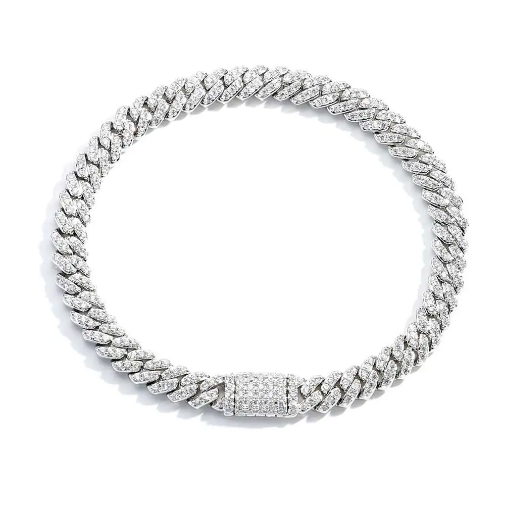Hip Hop Iced Out Jewelry 6mm Bling Diamond Cuban Link Chain Silver/Gold Plated Miami Necklace Gift for Your Lover or Someone